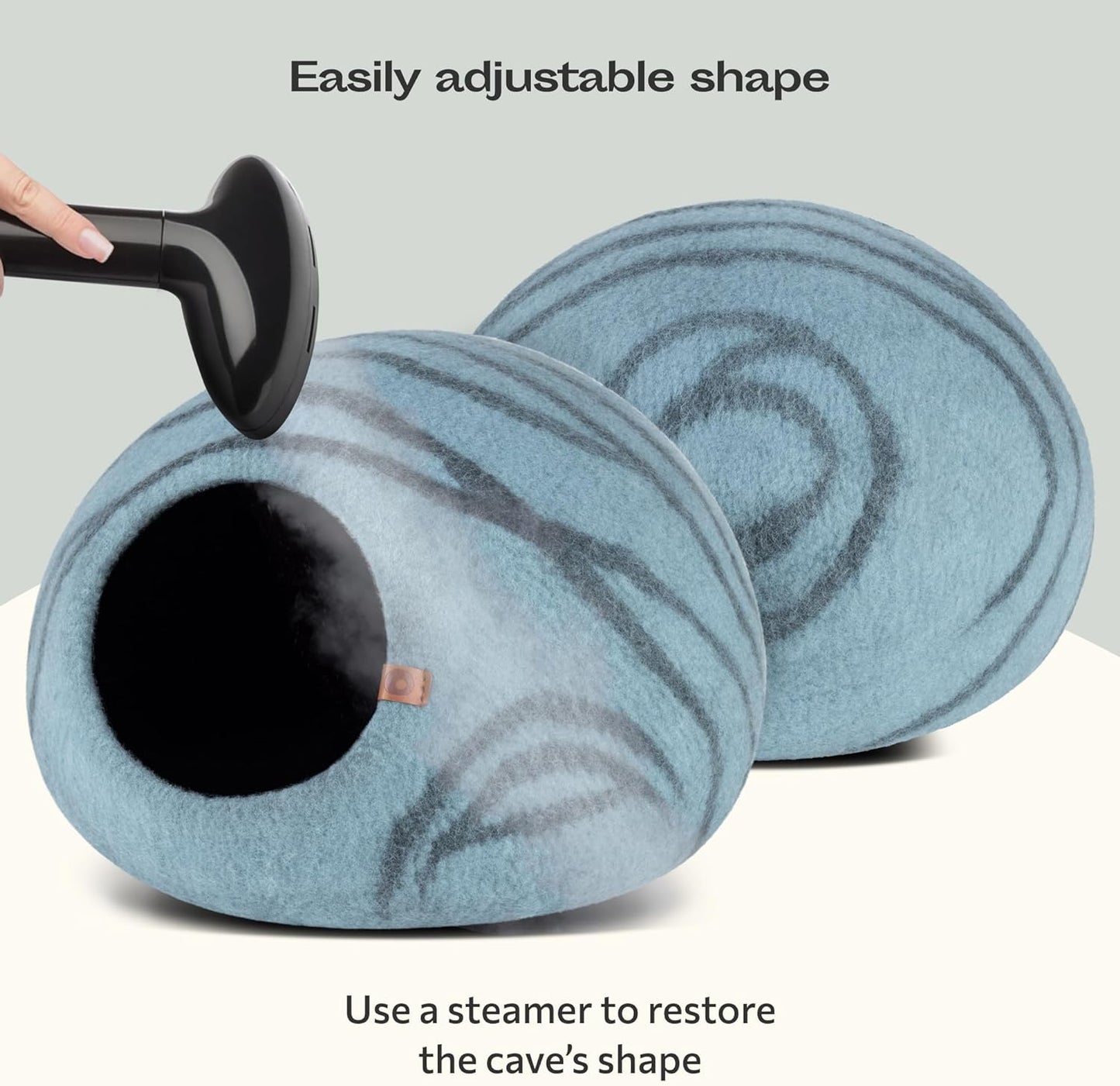 Cat Cave – Premium Felt Cat Enclosure for Indoor Cats, Handmade Merino Wool (Aquamarine, Medium)