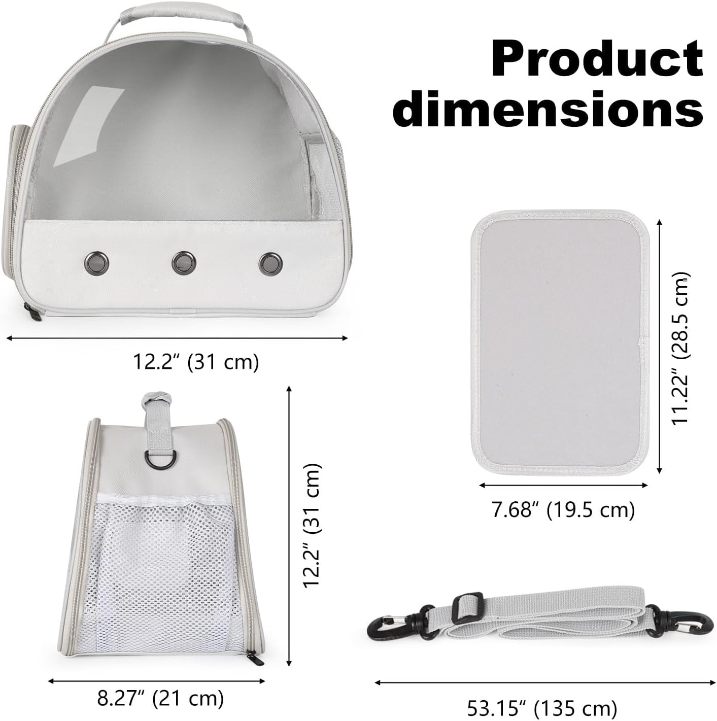 Bearded Dragon Carrier,Chameleon Carrier, Small Sugar Gliders,Small Animal Travel Carrier for Hedgehog Rat Parrot Bird Guinea Pig, Portable Guinea Pig Travel Carrier for 2 Grey