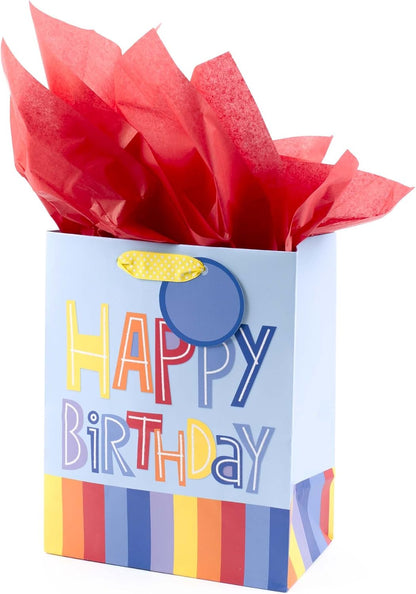 5WDB2124 Gift-Wrap-Bags, Paper, Happy Birthday Stripes