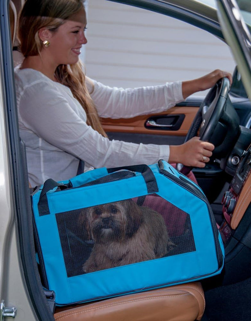 Signature Pet Car Seat & Carrier for Cats and Dogs up to 20-Pounds, Aqua