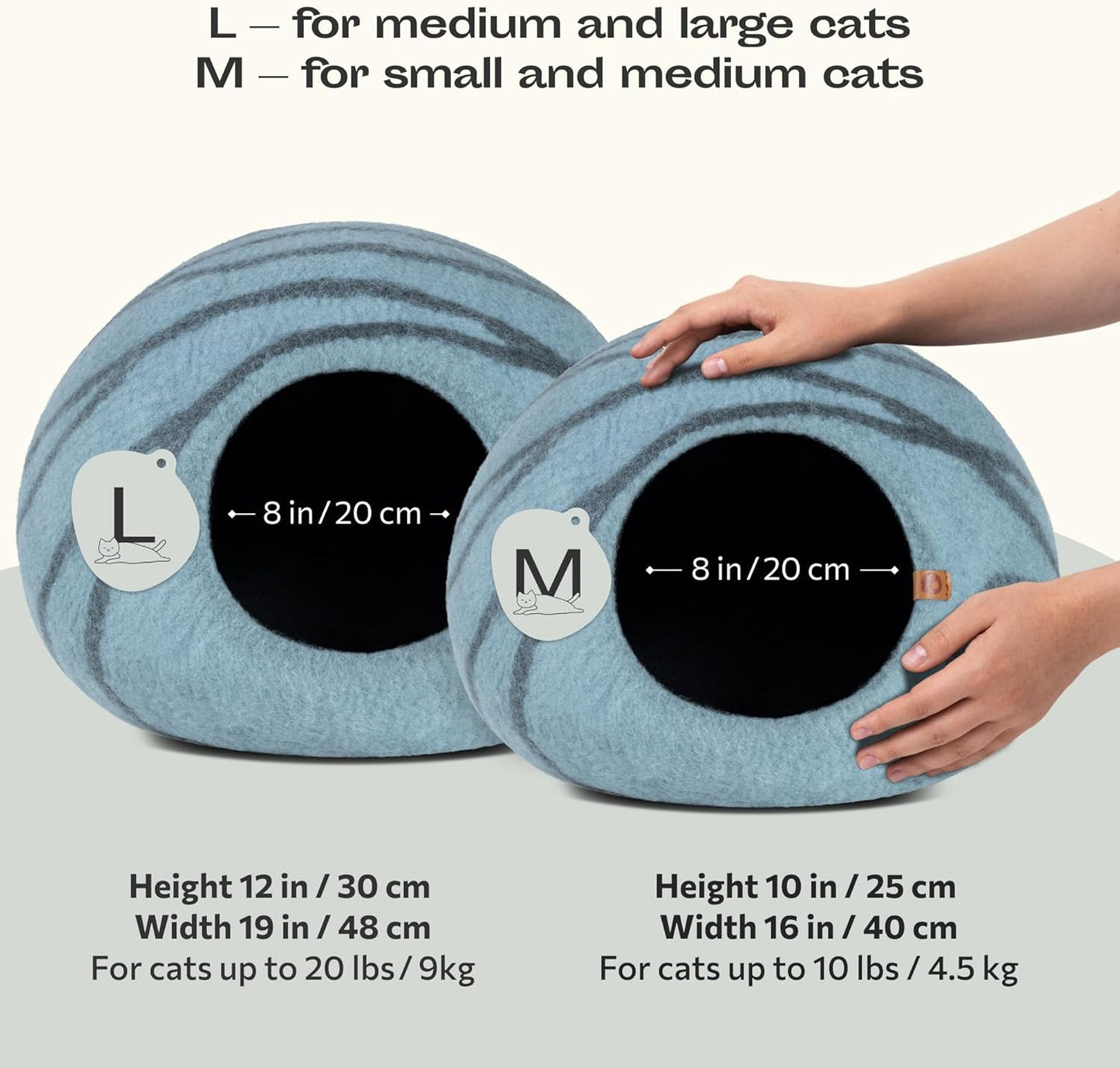 Cat Cave – Premium Felt Cat Enclosure for Indoor Cats, Handmade Merino Wool (Aquamarine, Medium)
