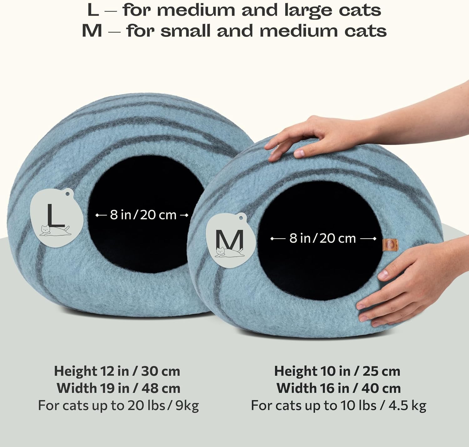 Cat Cave – Premium Felt Cat Enclosure for Indoor Cats, Handmade Merino Wool (Aquamarine, Medium)