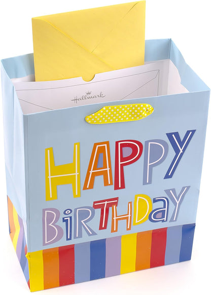 5WDB2124 Gift-Wrap-Bags, Paper, Happy Birthday Stripes