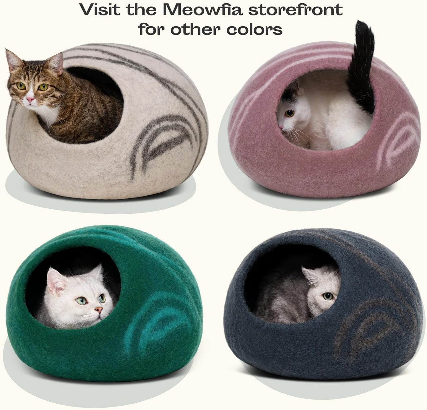 Cat Cave – Premium Felt Cat Enclosure for Indoor Cats, Handmade Merino Wool (Aquamarine, Medium)
