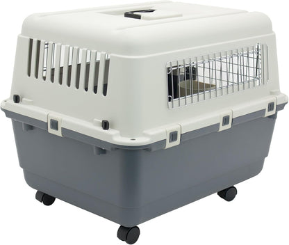 Plastic Kennels Rolling Plastic Wire Door Travel Dog Crate - Medium