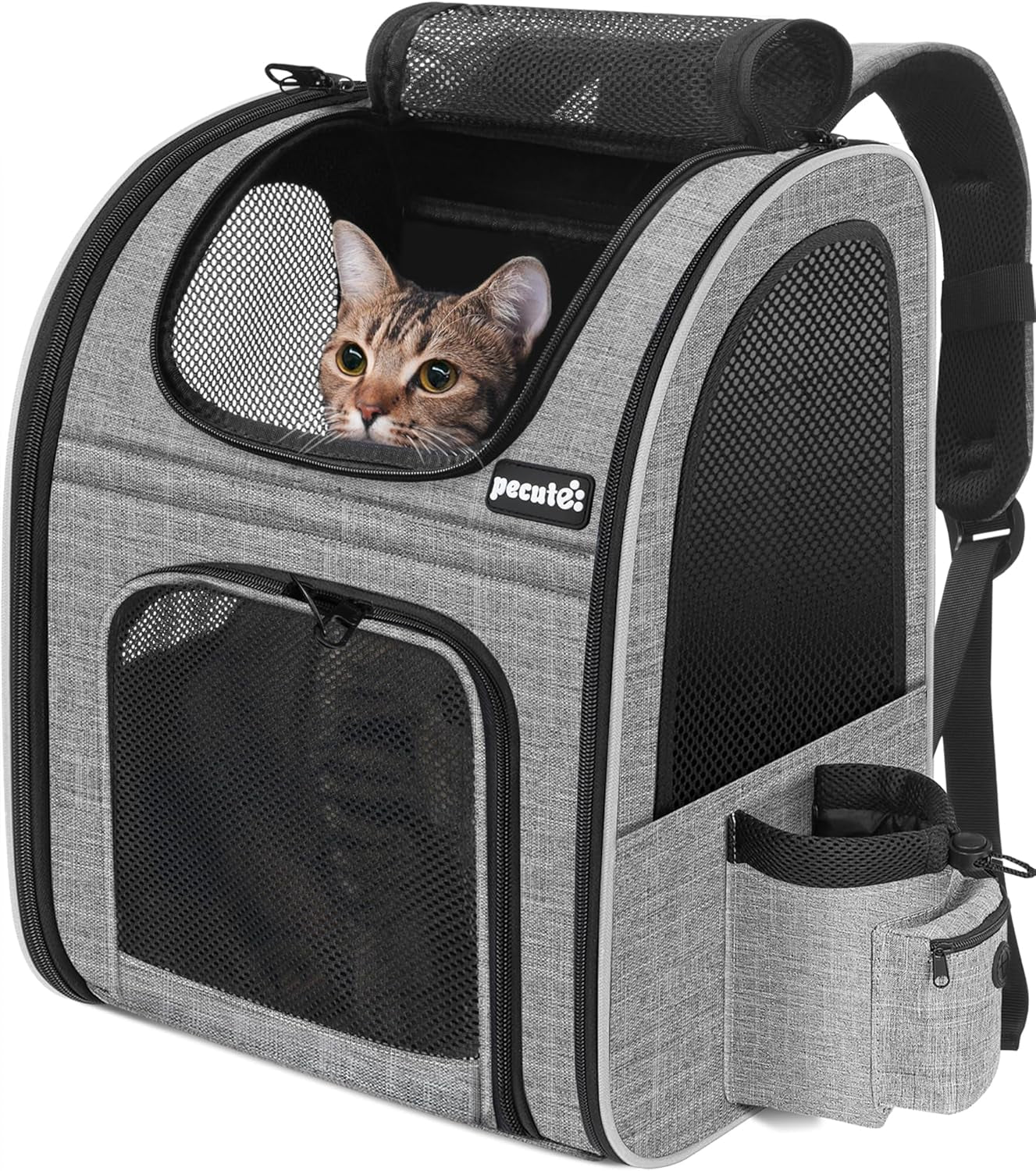 Cat Carrier Dog Backpack, Portable Breathable Rucksack with Front Opening-Mesh Window-Pockets, Airy Space Great for Carrying Puppy Dogs Cats up to 8KG