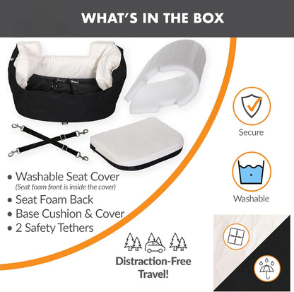 Bucket Booster Pet Seat - Dog Booster Seat Car Seat for Dogs & Cats Collapsible Large Black/Cream
